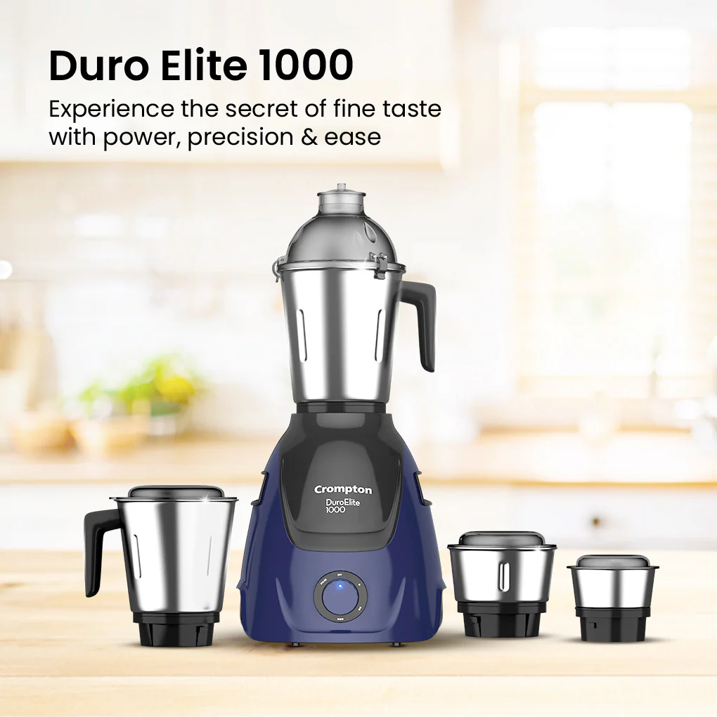 Crompton Duro Elite 1000W Mixer Grinder 4 Stainless Steel Jars - Image 2
