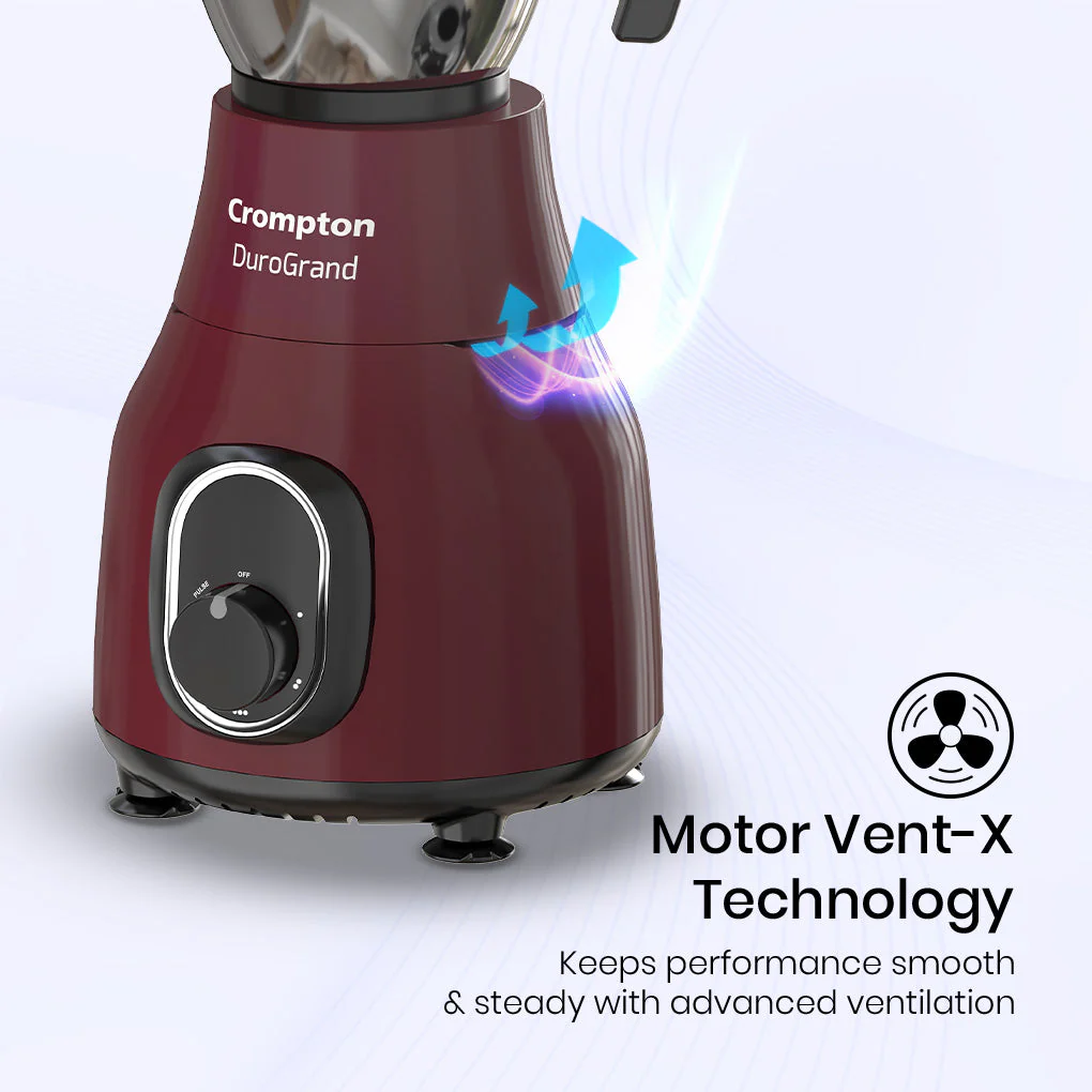 Crompton DuroGrand 750W Mixer Grinder 3 Stainless Steel Jars - Image 3