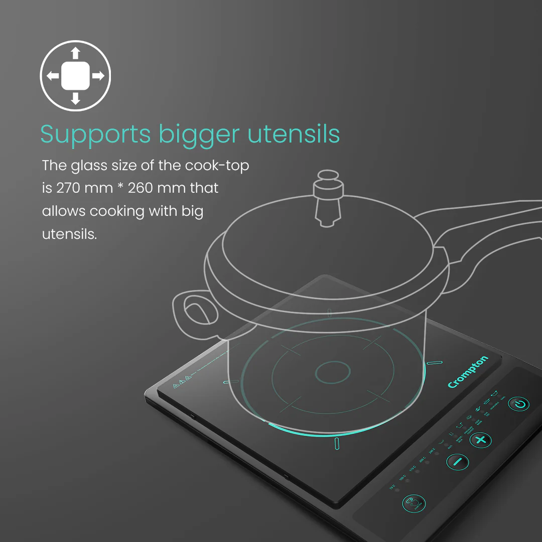 Crompton Instaserve 1200 W Induction Cooktop | 7 One touch Cook Menus - Image 4