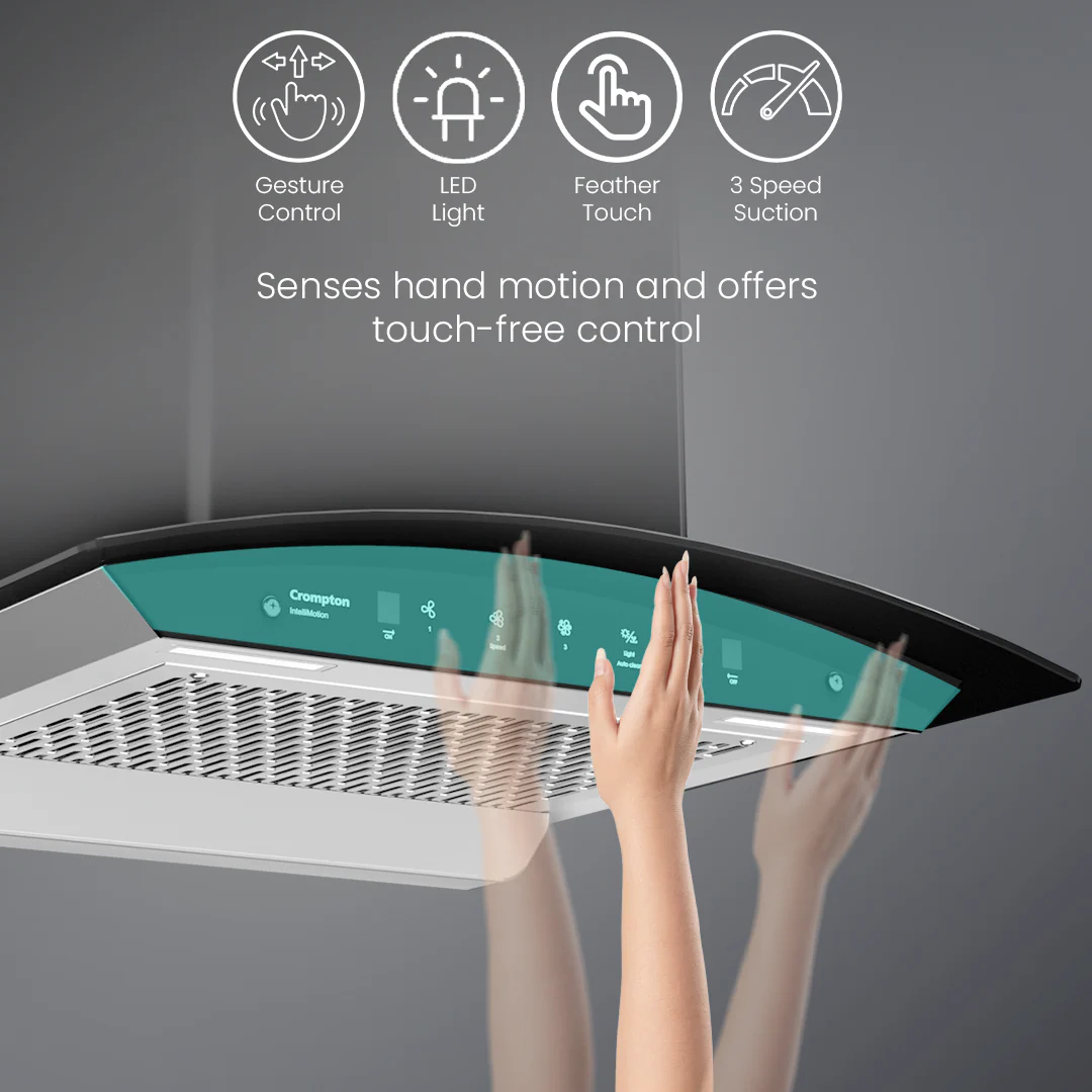 Crompton IntelliMotion Curved 60cm Filterless Chimney - Image 6