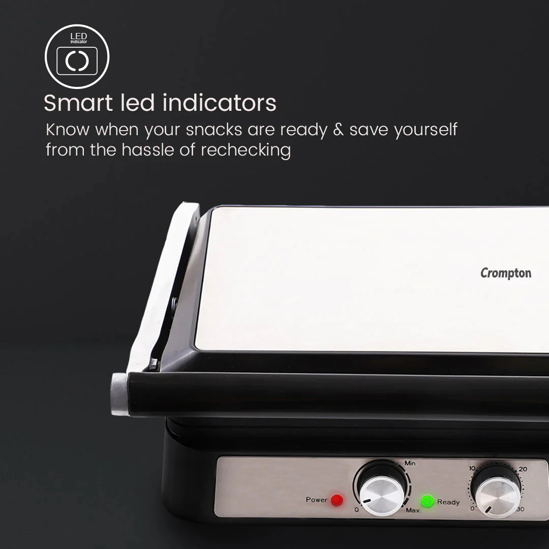 Crompton MaxCrisp 4 Slice Sandwich Maker with 180 Degrees Barbecue Grill | 2000W - Image 4