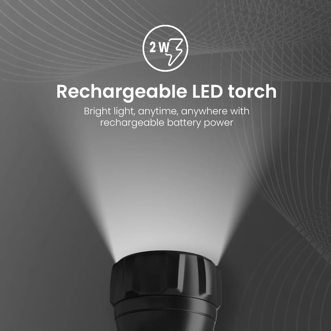 Crompton Power Ray Rakshak Pro 2W LED Torch Rechageable - Black - Image 4