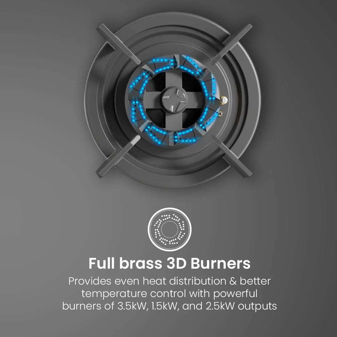 Crompton SensoSafe Gas Hob 3D 78cm 3 Burner - Image 5