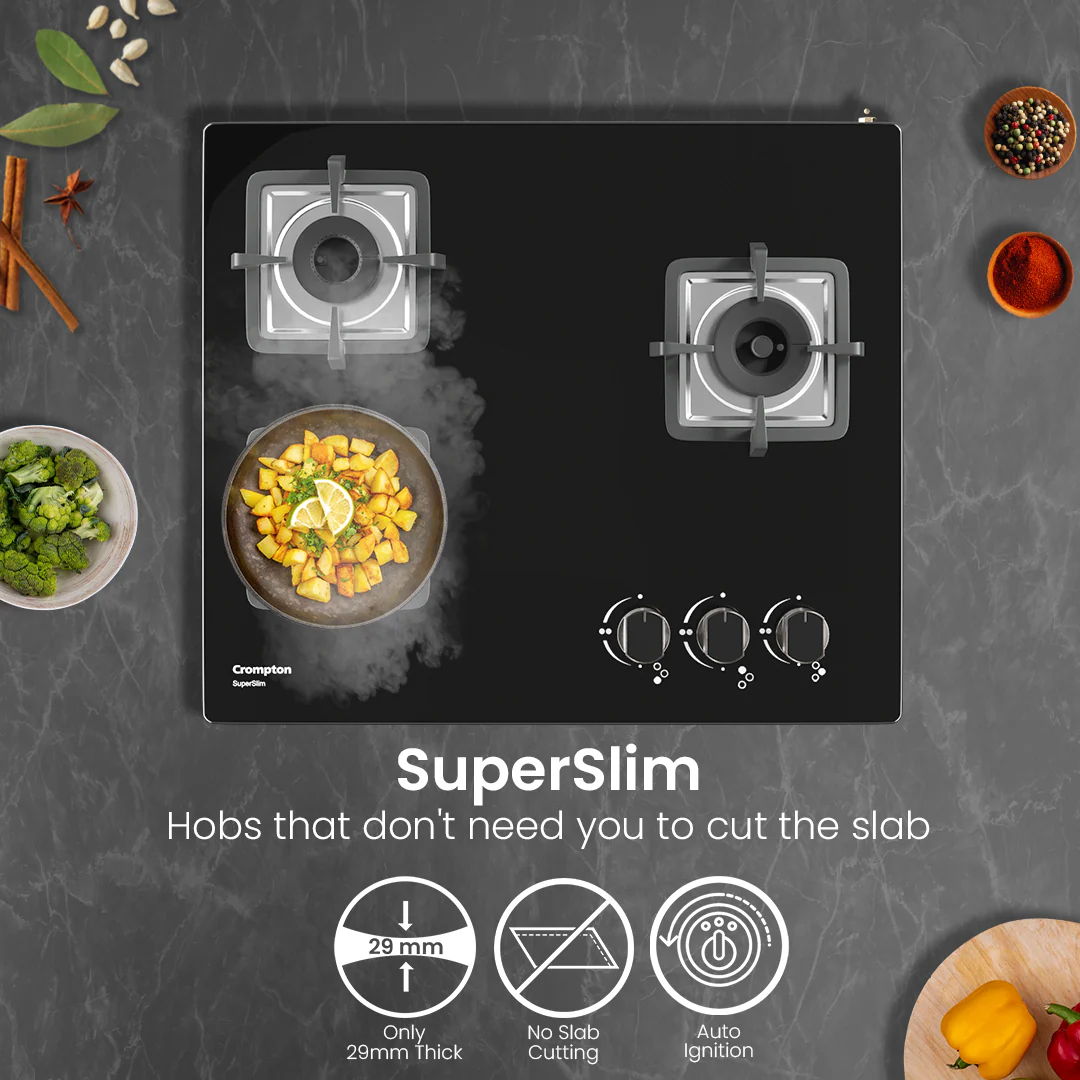 Crompton SuperSlim Gas Hob 60cm 3 Burner - Image 2